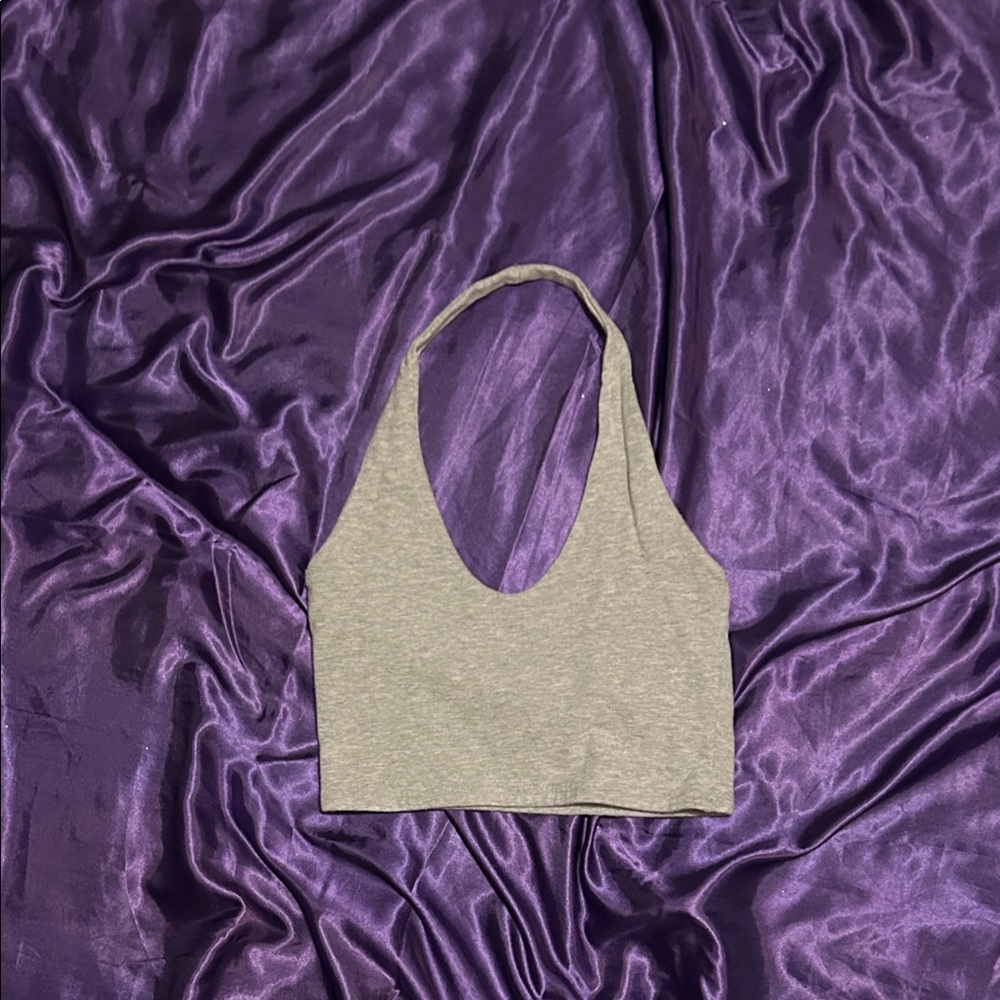 Brandy Melville Gray Halter Crop Top